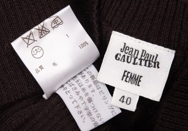 Jean Paul GAULTIER FEMME Wool Low Gauge V Neck Mini Knit Vest K-156748_012