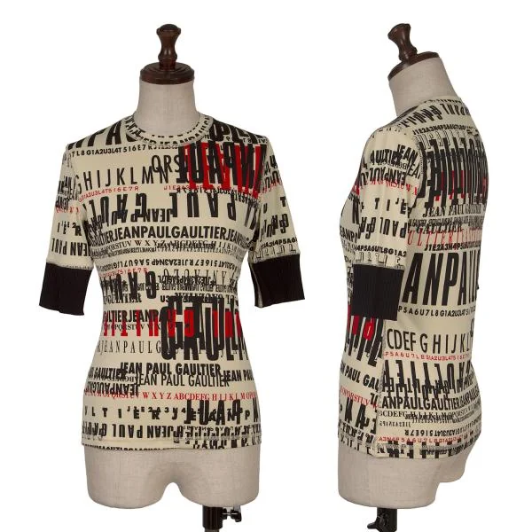 Jean Paul GAULTIER FEMME Typography Printed Switching T Shirt Yellow,Black 40 K-156749_001