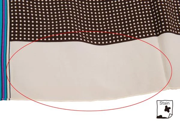 イヴサンローランYves Saint Laurent ドットストライプシルクスカーフ 焦げ茶ベージュ他 K-156765_005