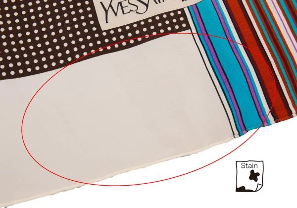 イヴサンローランYves Saint Laurent ドットストライプシルクスカーフ 焦げ茶ベージュ他 K-156765_006