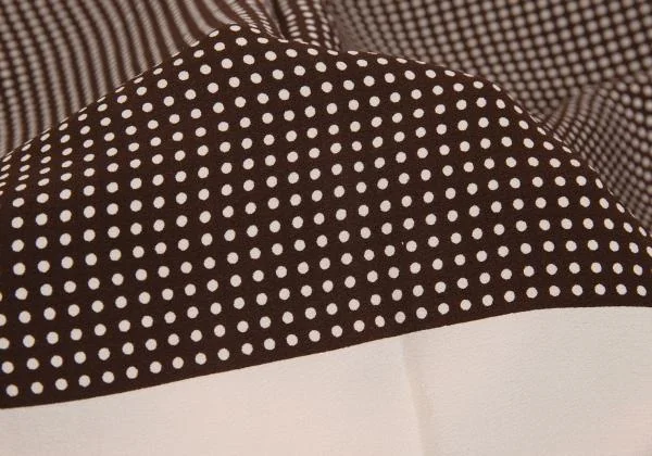 イヴサンローランYves Saint Laurent ドットストライプシルクスカーフ 焦げ茶ベージュ他 K-156765_008