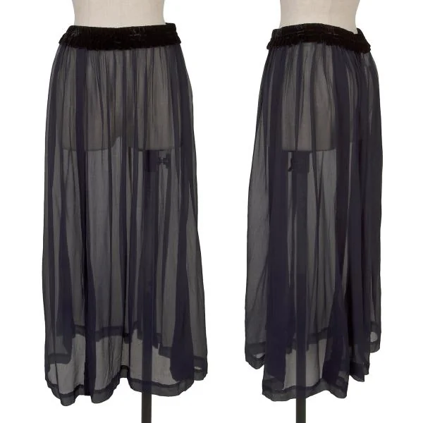 robe de chambre COMME des GARCONS Velour Switching Chiffon Skirt Navy S-M K-156766_001