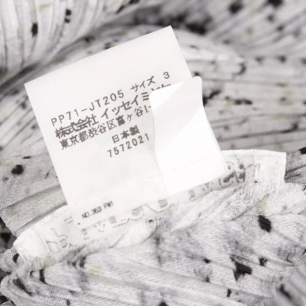 プリーツプリーズPLEATS PLEASE マーブルプリントプリーツVネックノースリーブワンピース ライトグレー黒他3 K-156786_012