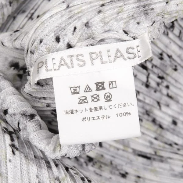 プリーツプリーズPLEATS PLEASE マーブルプリントプリーツVネックノースリーブワンピース ライトグレー黒他3 K-156786_013