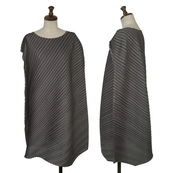 PLEATS PLEASE Bias Pleats Dress Charcoal 3 K-156788_001
