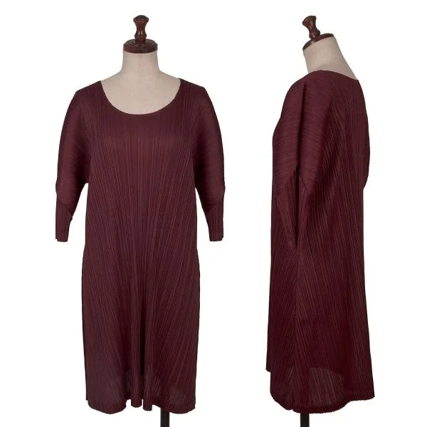 PLEATS PLEASE Flare Dress Bordeaux 3 K-156790_001