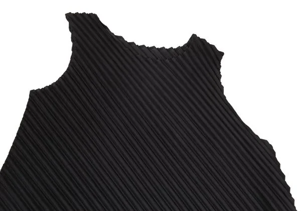 プリーツプリーズPLEATS PLEASE バイアスプリーツ変形ノースリーブワンピース 黒3 K-156791_003