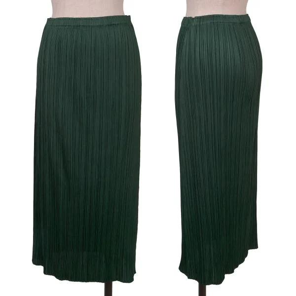 プリーツプリーズPLEATS PLEASE プリーツロングスカート 深緑2 K-156814_001