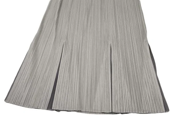 プリーツプリーズPLEATS PLEASE 裾切替デザインプリーツフレアスカート グレー2 K-156820_005