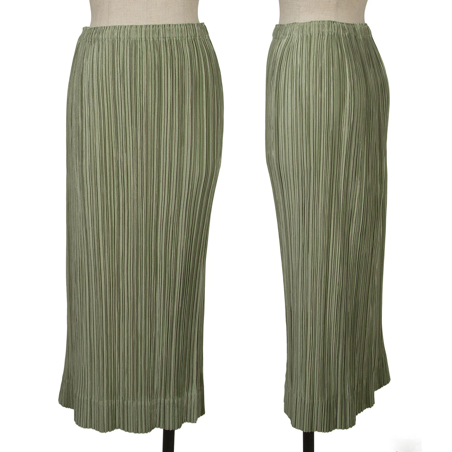プリーツプリーズPLEATS PLEASE 光沢プリーツロングスカート 黄