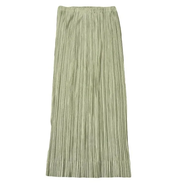 プリーツプリーズPLEATS PLEASE 光沢プリーツロングスカート 黄