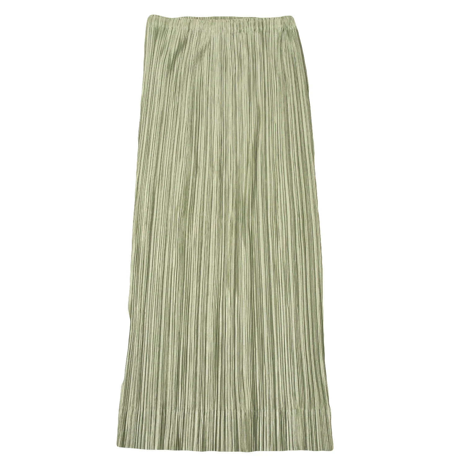 プリーツプリーズPLEATS PLEASE 光沢プリーツロングスカート 黄