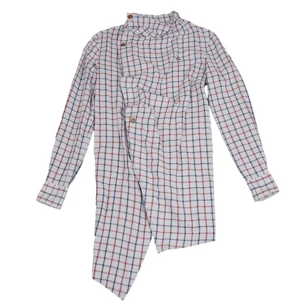 Vivienne Westwood MAN Check Drape Collar Shirt Grey 44 K-156949_001