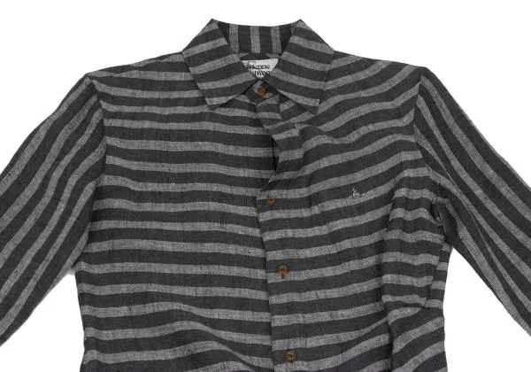 Vivienne Westwood MAN Linen Stripe front Long Shirt K-156951_002