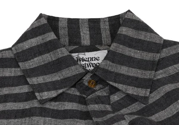 Vivienne Westwood MAN Linen Stripe front Long Shirt K-156951_003