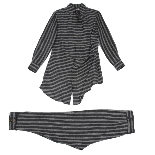 Vivienne Westwood MAN Linen Stripe front Long Shirt K-156951_018