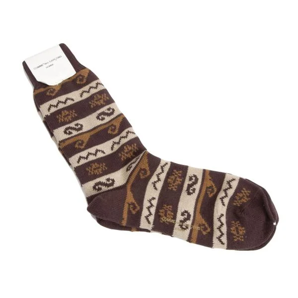 COMME des GARCONS HOMME Native pattern Woven Socks Brown  K-156976_001