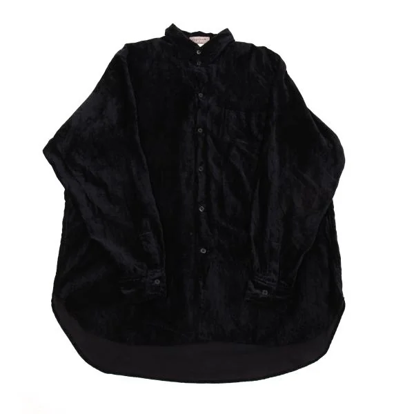 Yohji Yamamoto POUR HOMME Rayon Pile Shirt Black M K-156981_001