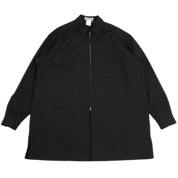 ヨウジヤマモト プールオムYohji Yamamoto POUR HOMME ウールジップアップシャツ 黒M K-156983_001