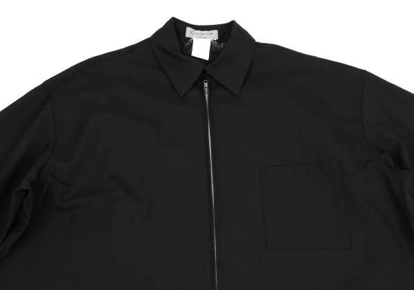 ヨウジヤマモト プールオムYohji Yamamoto POUR HOMME ウールジップアップシャツ 黒M K-156983_002