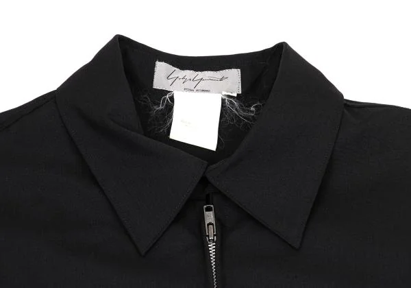 ヨウジヤマモト プールオムYohji Yamamoto POUR HOMME ウールジップアップシャツ 黒M K-156983_003