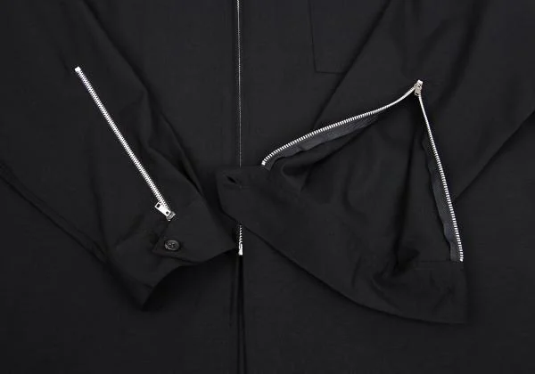 ヨウジヤマモト プールオムYohji Yamamoto POUR HOMME ウールジップアップシャツ 黒M K-156983_008