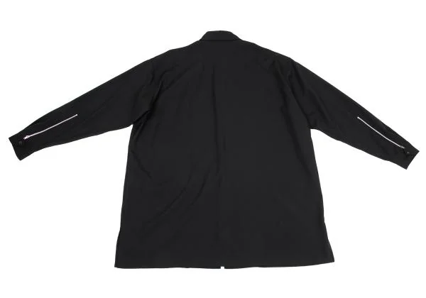 ヨウジヤマモト プールオムYohji Yamamoto POUR HOMME ウールジップアップシャツ 黒M K-156983_011