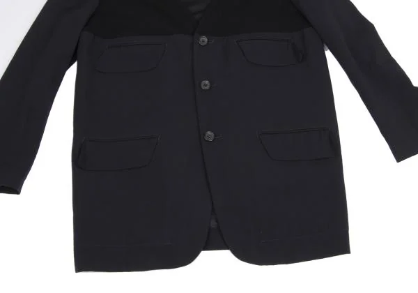 Yohji Yamamoto POUR HOMME Wool Rib Knit Switching Collarless Jacket K-156986_008