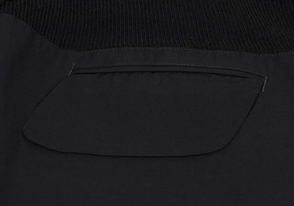 Yohji Yamamoto POUR HOMME Wool Rib Knit Switching Collarless Jacket K-156986_010