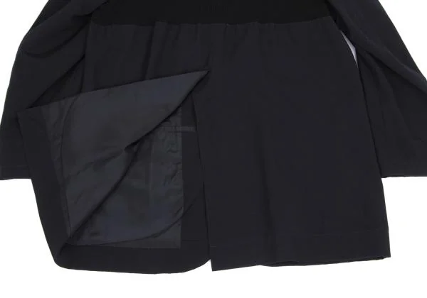 Yohji Yamamoto POUR HOMME Wool Rib Knit Switching Collarless Jacket K-156986_014