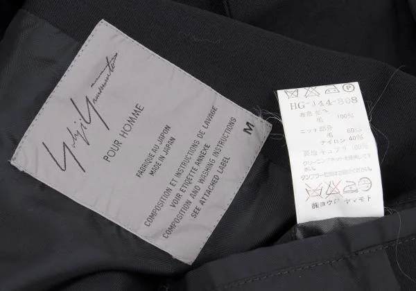 Yohji Yamamoto POUR HOMME Wool Rib Knit Switching Collarless Jacket K-156986_017