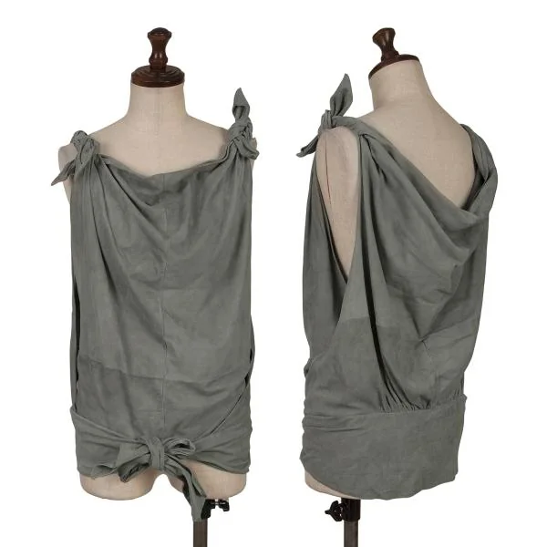 RUFFO RESEARCH Suede Wrap Vest Grey S-M K-157029_001