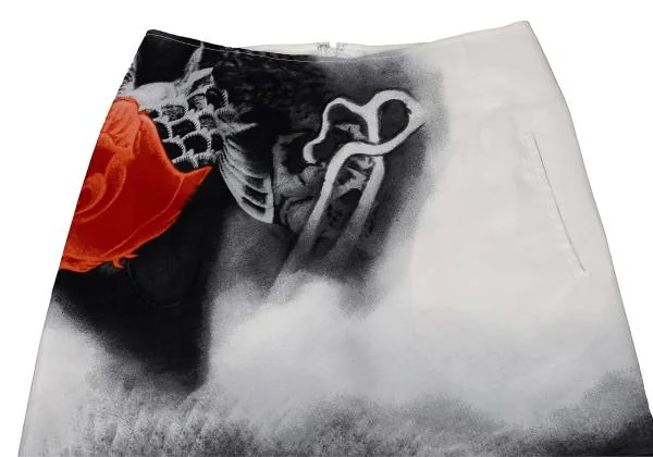 Yohji Yamamoto FEMME Japanese Carp Printed Silk Skirt K-157044_004
