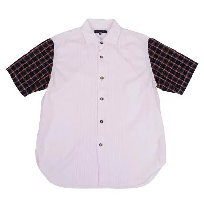 COMME des GARCONS HOMME Checked Pin Tuck Short Sleeve Shirt