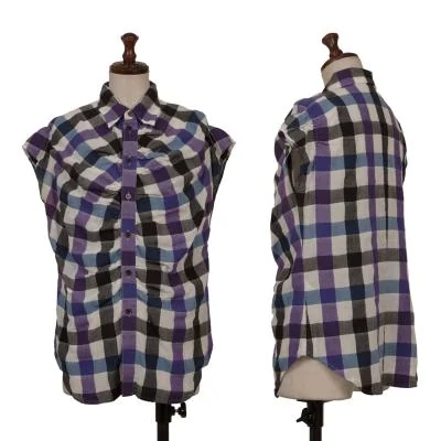 Y's Checker Front Gather Blouse