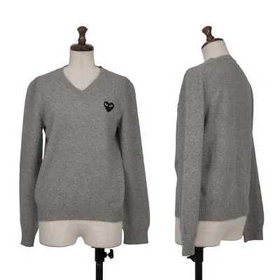 PLAY COMME des GARCONS Wool Heart Patch V-neck Knit