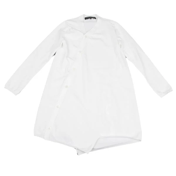 COMME des GARCONS HOMME PLUS Poly Asymmetry Design Long Knit Cardigan White M K-157340_001