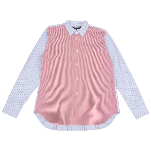 COMME des GARCONS HOMME DEUX Front Switching Stripe Shirt Red,Sky blue M K-157345_001