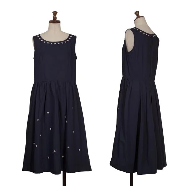 COMME des GARCONS GIRL×Jupe BY JACKIE Cotton Floral Embroidery Dress Navy S K-157389_001