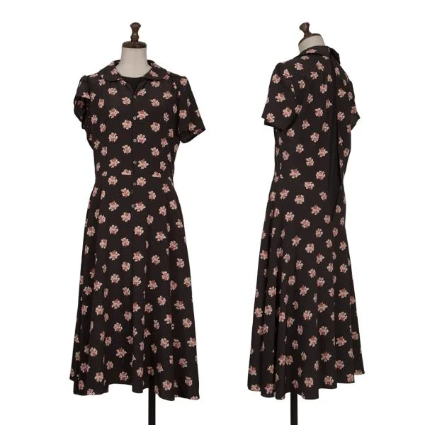 JUNYA WATANABE COMME des GARCONS Floral Layered Short Sleeve Dress Black S K-157399_001