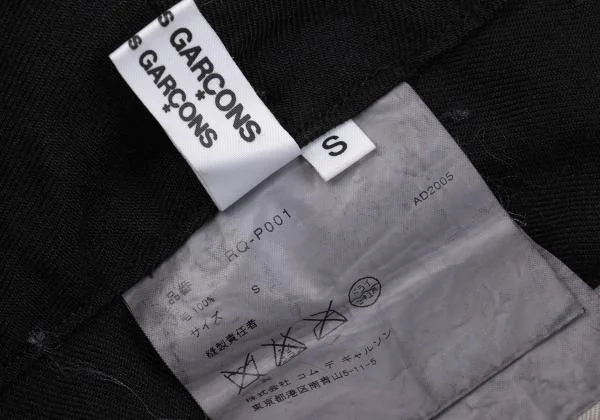 コムコム コムデギャルソンCOMME des GARCONS ウールベルテッドワイドパンツ 黒S K-157468_019