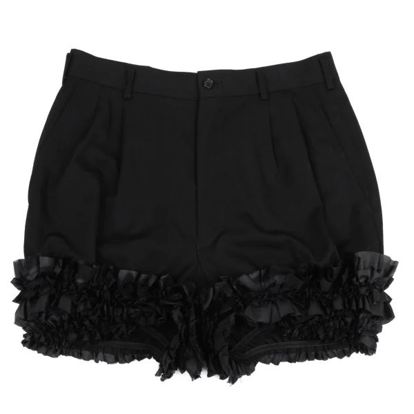 COMME des GARCONS Wool Gaba Frill Shorts Black S K-157474_001