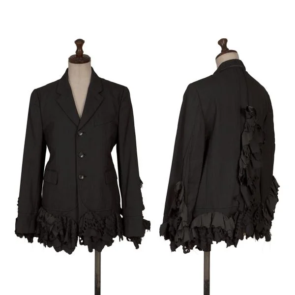 COMME des GARCONS Frill Decoration Stripe Jacket Charcoal S K-157482_001
