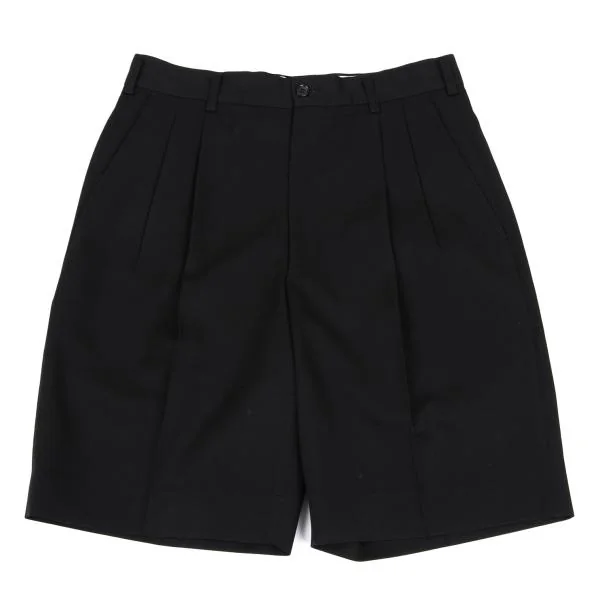 COMME des GARCONS Wool Gaba Tuck Shorts Black S K-157589_001