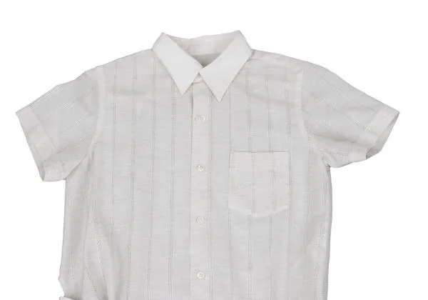 トリココムデギャルソンtricot COMME des GARCONS ラップスカート切替ストライプ織りシャツワンピース アイボリーM位 K-157594_003