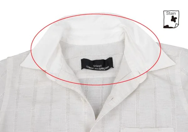 トリココムデギャルソンtricot COMME des GARCONS ラップスカート切替ストライプ織りシャツワンピース アイボリーM位 K-157594_005