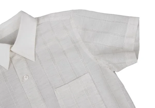 トリココムデギャルソンtricot COMME des GARCONS ラップスカート切替ストライプ織りシャツワンピース アイボリーM位 K-157594_008