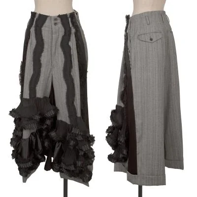 COMME des GARCONS Herringbone Switching Frill Decoration Pants
