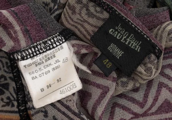 ジャンポールゴルチエ オムJean Paul GAULTIER HOMME  エスニックプリントパワーネットフーディートップス マルチ48 K-157694_014