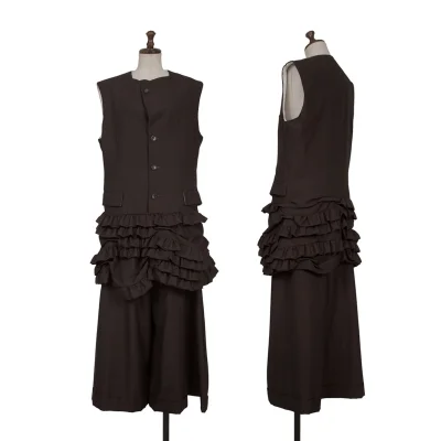 COMME des GARCONS Wool Frill Hem Sleeveless Pullover Jacket & Pants